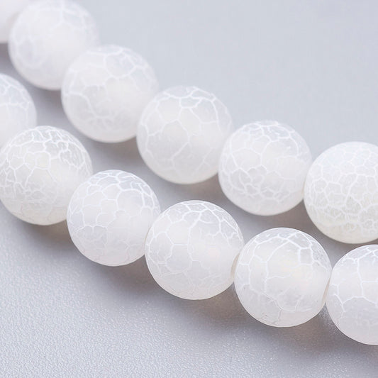 Natural Crackle Agate Beads Strands – Dyed, Round, Grade A White, 6mm, Hole: 1mm, Approx. 63pcs/Strand, 14” The Pink Bead Shop