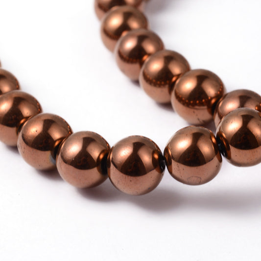 Red Copper Colored  Plated Hematite Beads – 8mm | The Pink Bead Shop Canada