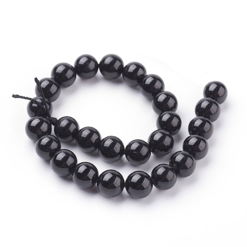 Black Tourmaline Round Gemstone Beads – 4mm, 6mm, 8mm & 10mm | The Pink Bead Shop Canada