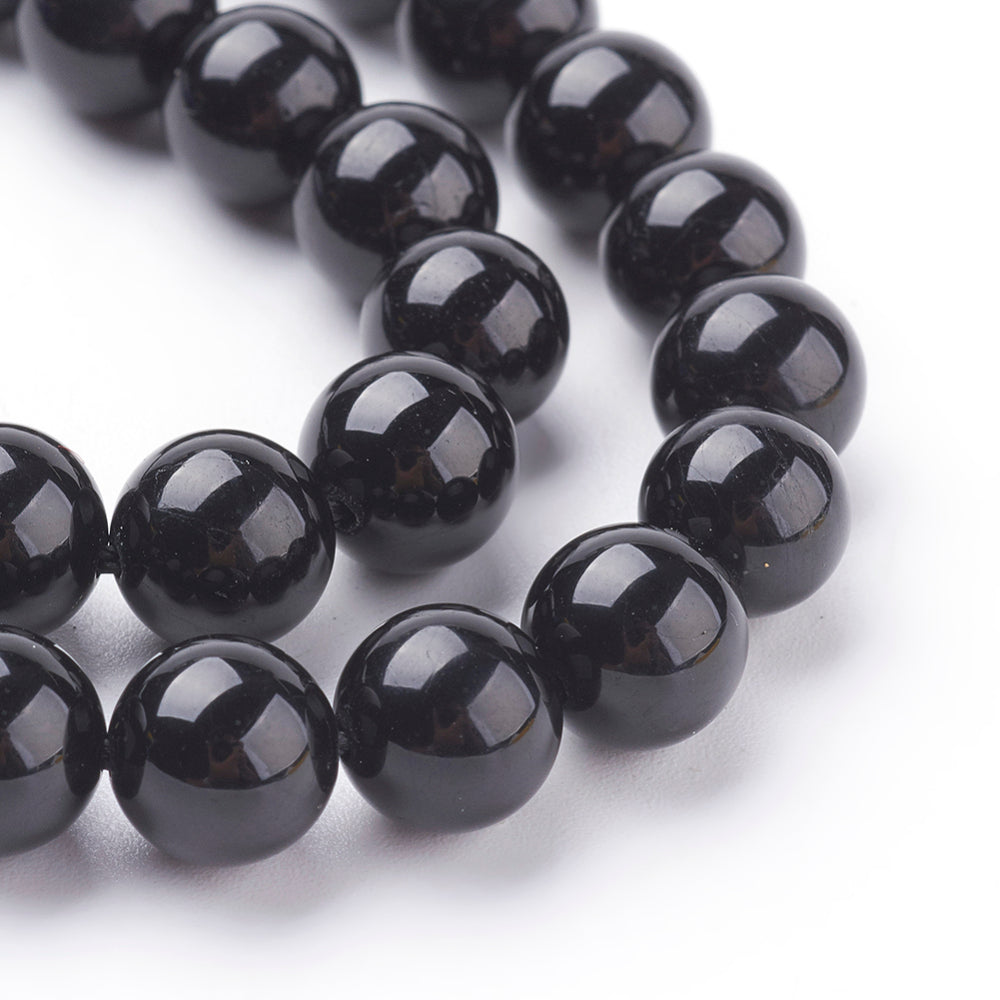 Black Tourmaline Round Gemstone Beads – 4mm, 6mm, 8mm & 10mm | The Pink Bead Shop Canada