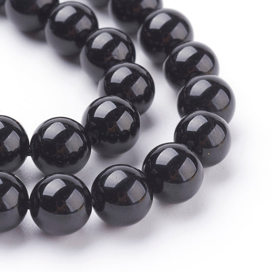 Black Tourmaline Round Gemstone Beads – 4mm, 6mm, 8mm & 10mm | The Pink Bead Shop Canada