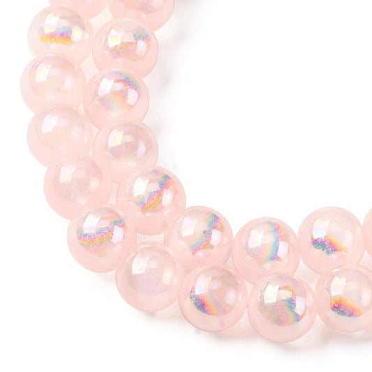 Selenite Beads Plated Natural– Pink AB Finish 8mm The Pink Bead Shop