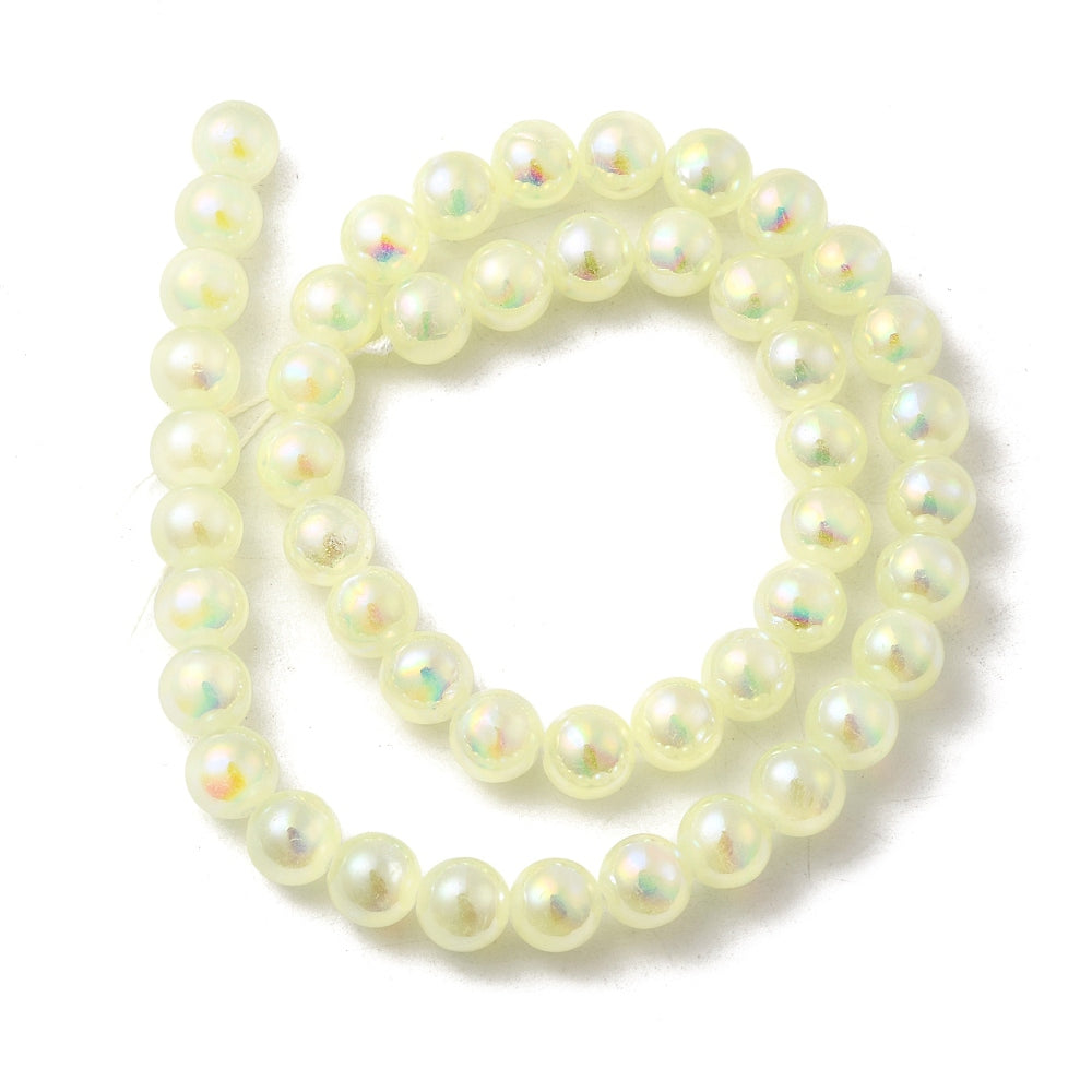 Selenite Plated NaturaL Beads – Champagne Yellow AB Finish 8mm The Pink Bead Shop