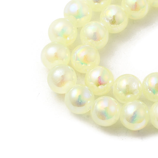 Selenite Plated NaturaL Beads – Champagne Yellow AB Finish 8mm The Pink Bead Shop