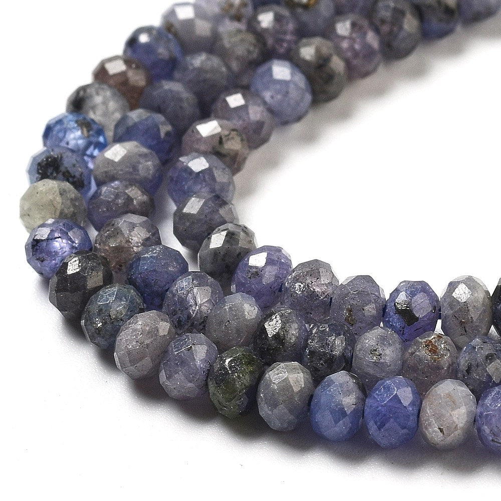 Tanzanite Natural  Faceted Rondelle Beads 4mm| The Pink Bead Shop Canada
