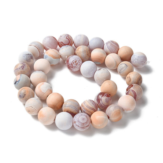 l Fire Crackle Agate Natural Beads 10mm Semi-Frosted Light Salmon | The Pink Bead Shop Canada