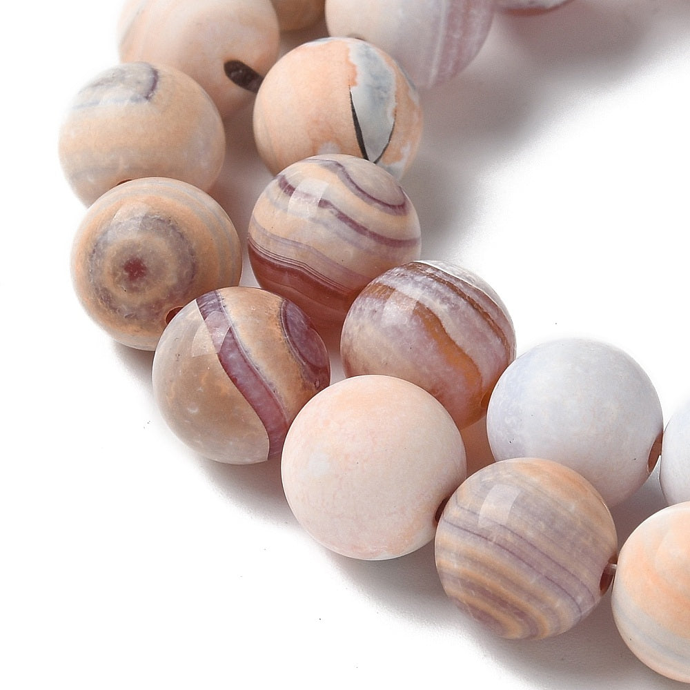 l Fire Crackle Agate Natural Beads 10mm Semi-Frosted Light Salmon | The Pink Bead Shop Canada