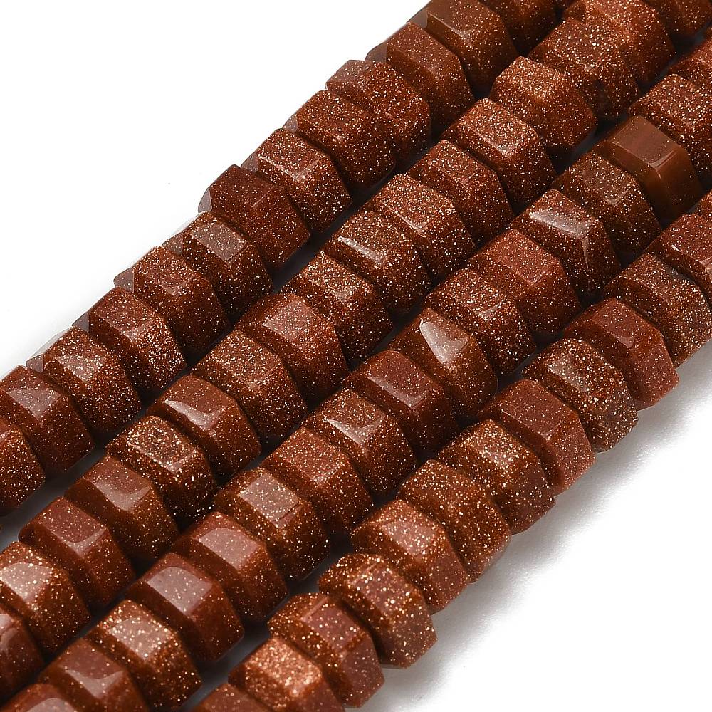 Faceted Goldstone Hexagon Beads 6x6x3mm | The Pink Bead Shop Canada