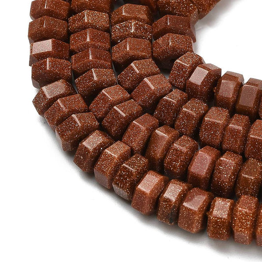 Faceted Goldstone Hexagon Beads 6x6x3mm | The Pink Bead Shop Canada
