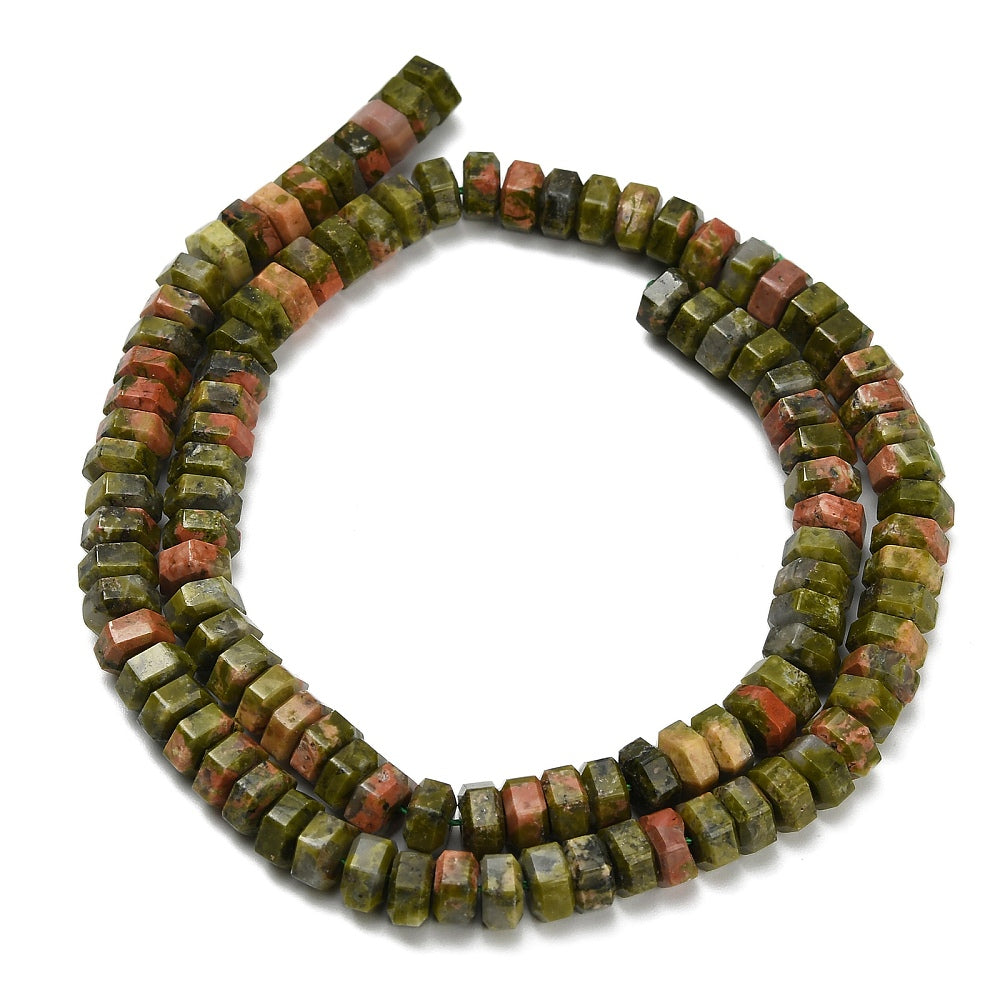 Natural Unakite Faceted Hexagon Beads 6x6x3mm | The Pink Bead Shop Canada