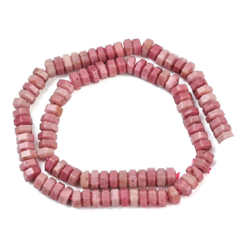 Natural Rhodonite Faceted Hexagon Beads 6x6x3mm | The Pink Bead Shop Canada