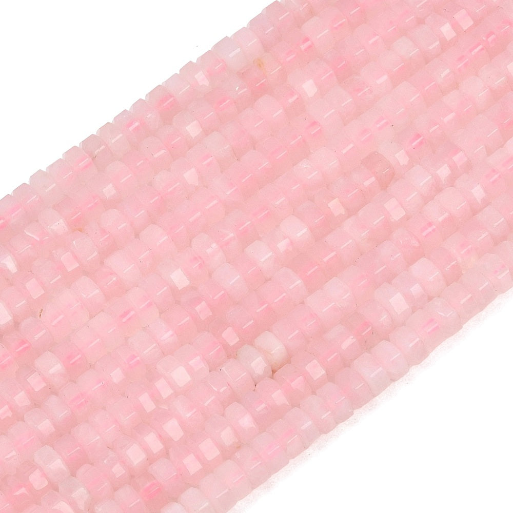 Rose Quartz Natural Faceted Hexagon Beads 6x6x3mm | The Pink Bead Shop Canada