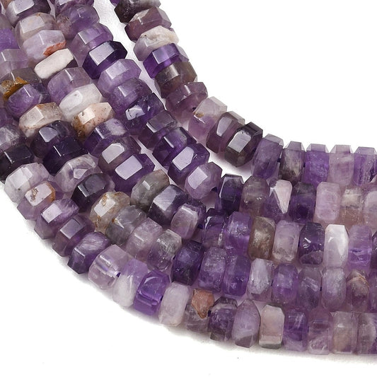 Amethyst Natural Faceted Hexagon Beads 6x6x3mm | The Pink Bead Shop Canada