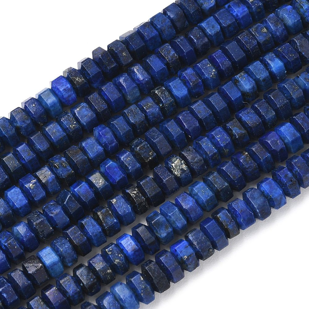 Natural Lapis Lazuli Faceted Dyed Hexagon Heishi Beads 7x6x3.5mm Strand | The Pink Bead Shop Canada
