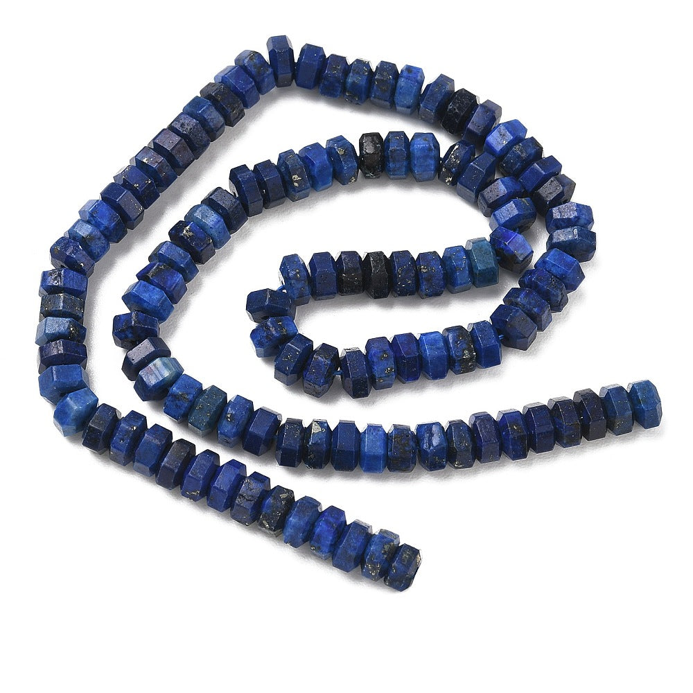 Natural Lapis Lazuli Faceted Dyed Hexagon Heishi Beads 7x6x3.5mm Strand | The Pink Bead Shop Canada