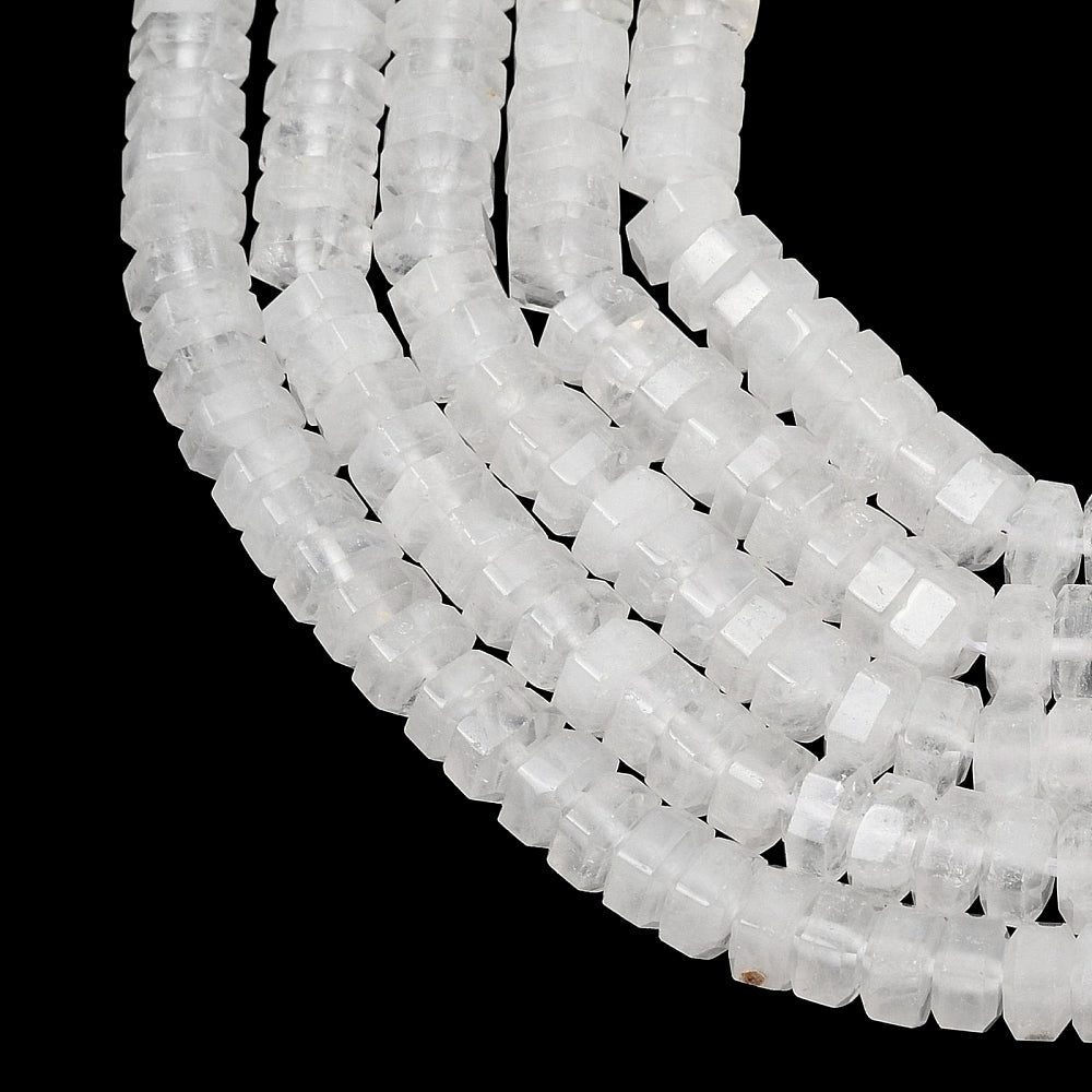 Natural Quartz Crystal Faceted Hexagon Beads 7x6x3.5mm Strand | The Pink Bead Shop Canada