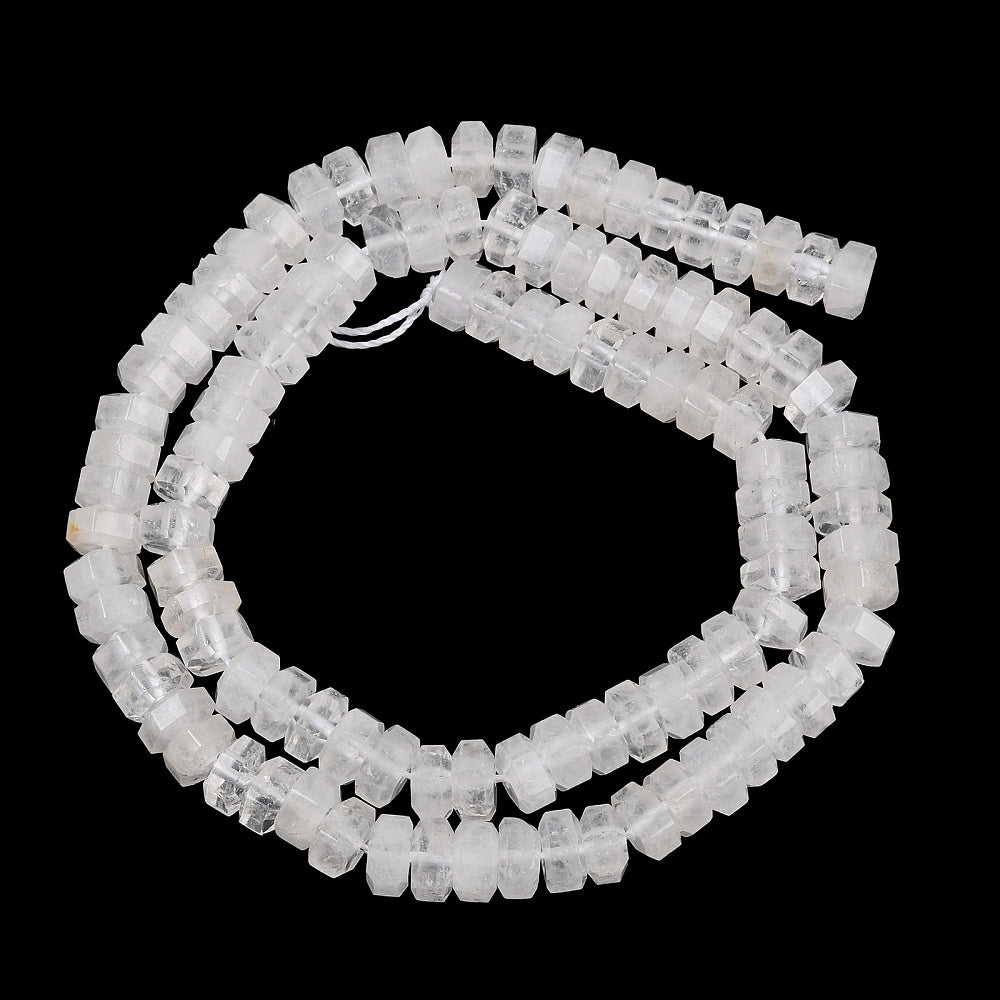Natural Quartz Crystal Faceted Hexagon Beads 7x6x3.5mm Strand | The Pink Bead Shop Canada