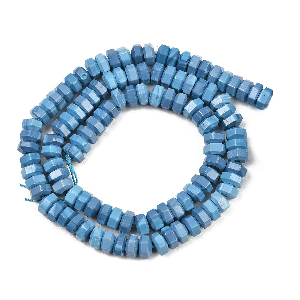 Faceted Blue Turquoise Heishi Hexagon Beads 7x6.5x3.5mm | The Pink Bead Shop Canada