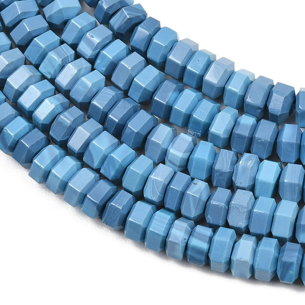 Faceted Blue Turquoise Heishi Hexagon Beads 7x6.5x3.5mm | The Pink Bead Shop Canada