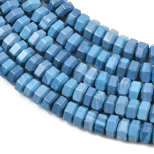 Faceted Blue Turquoise Heishi Hexagon Beads 7x6.5x3.5mm | The Pink Bead Shop Canada