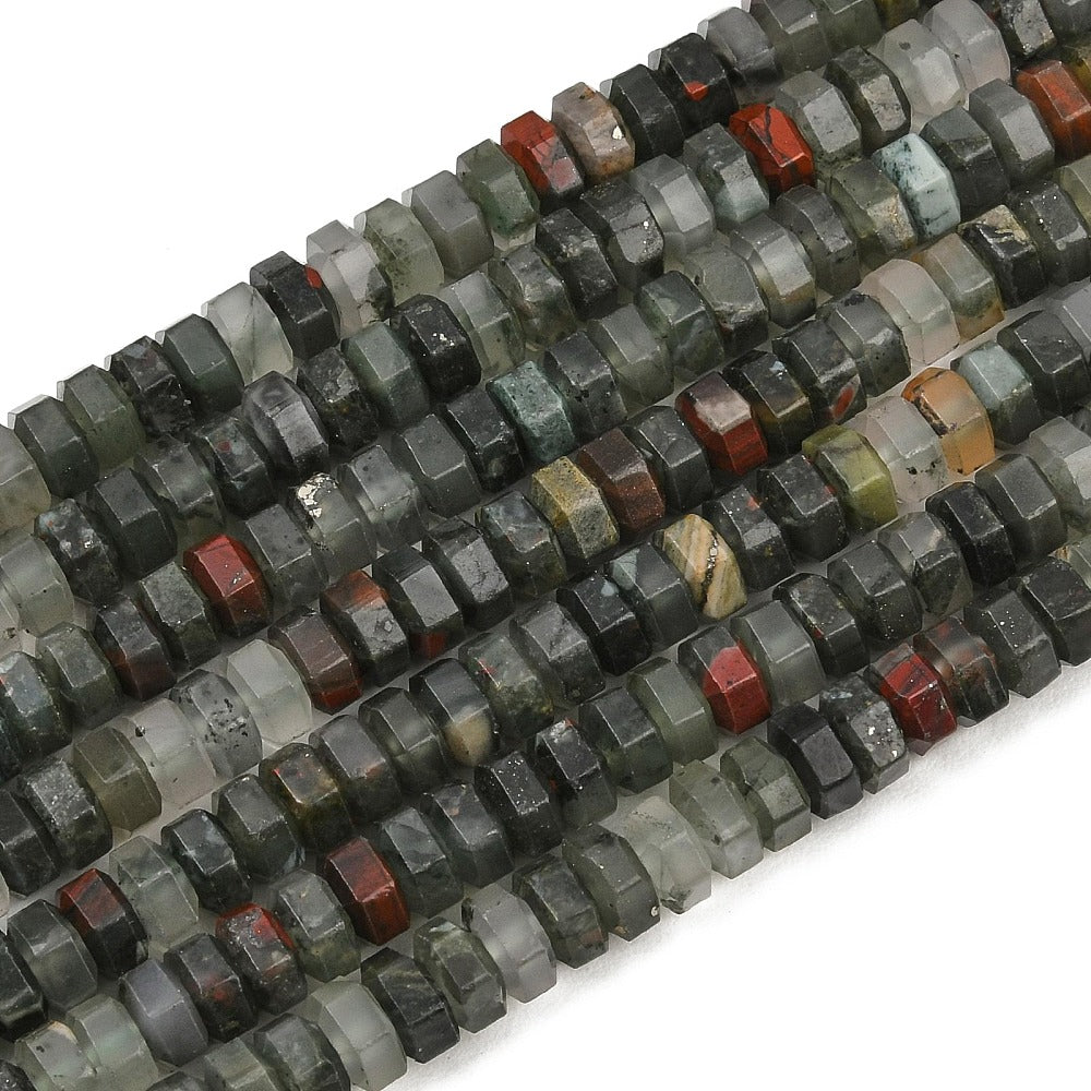 African Bloodstone Faceted Hexagon Beads 7x6x3.5mm Strand | The Pink Bead Shop Canada