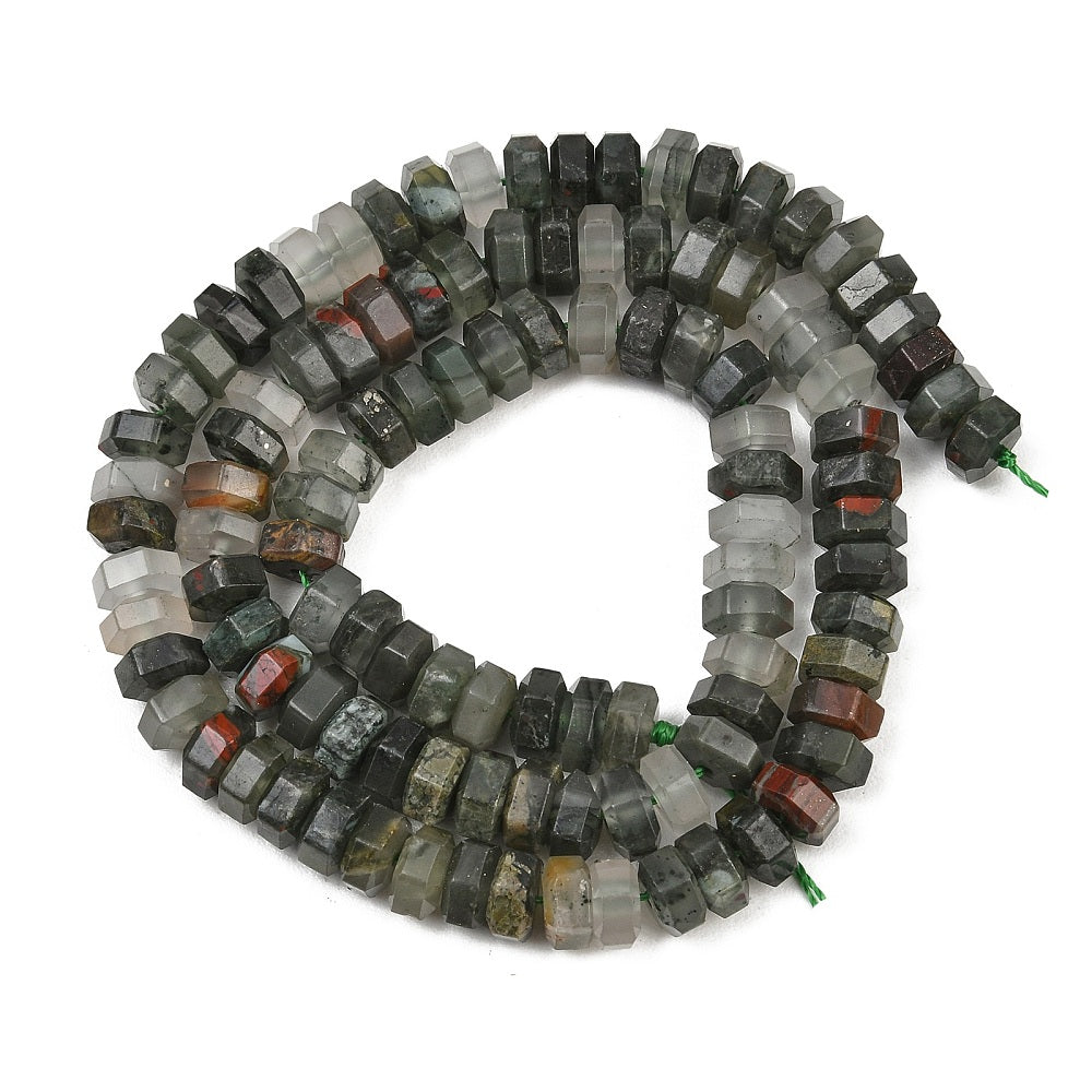 African Bloodstone Faceted Hexagon Beads 7x6x3.5mm Strand | The Pink Bead Shop Canada