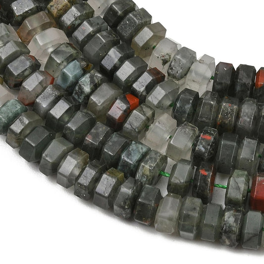 African Bloodstone Faceted Hexagon Beads 7x6x3.5mm Strand | The Pink Bead Shop Canada