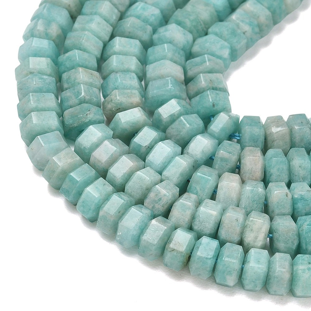 Amazonite Faceted Hexagonal Heishi Beads 7mm | The Pink Bead Shop Canada