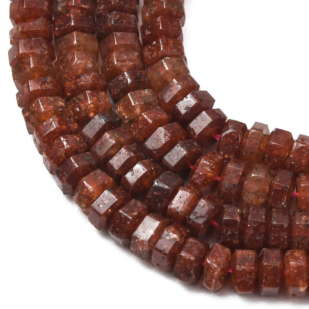 Strawberry Quartz Faceted Hexagonal Heishi Beads | The Pink Bead Shop Canada