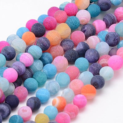 Frosted Mixed Colour Agate  Frosted Mixed Colour Beads – 6mm | The Pink Bead Shop Canada