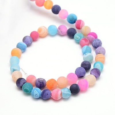 Frosted Mixed Colour Agate  Frosted Mixed Colour Beads – 6mm | The Pink Bead Shop Canada