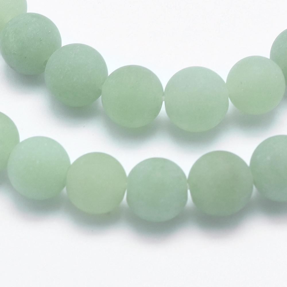Green Aventurine Beads Natural  Strands, Frosted, Round, 8mm The Pink Bead Shop