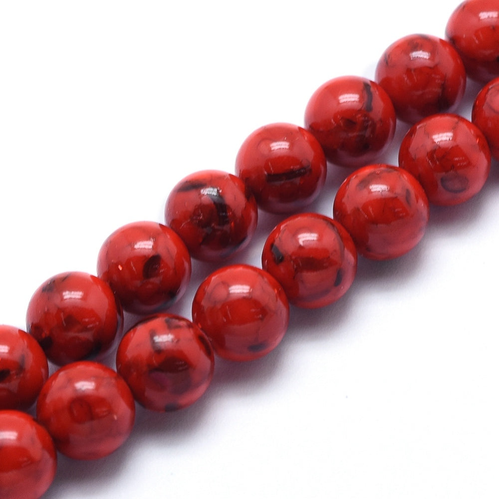 Stabilized Turquoise & Sea Shell 8–9mm Round Beads | The Pink Bead Shop Canada