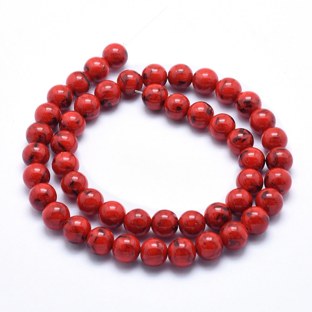 Stabilized Turquoise & Sea Shell 8–9mm Round Beads | The Pink Bead Shop Canada