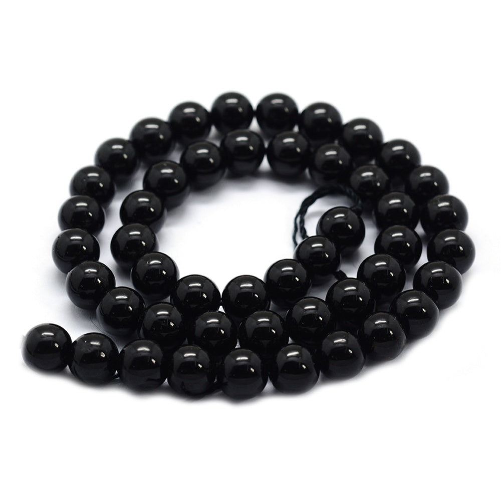 Black Tourmaline Round Gemstone Beads 8mm & 10mm | The Pink Bead Shop Canada