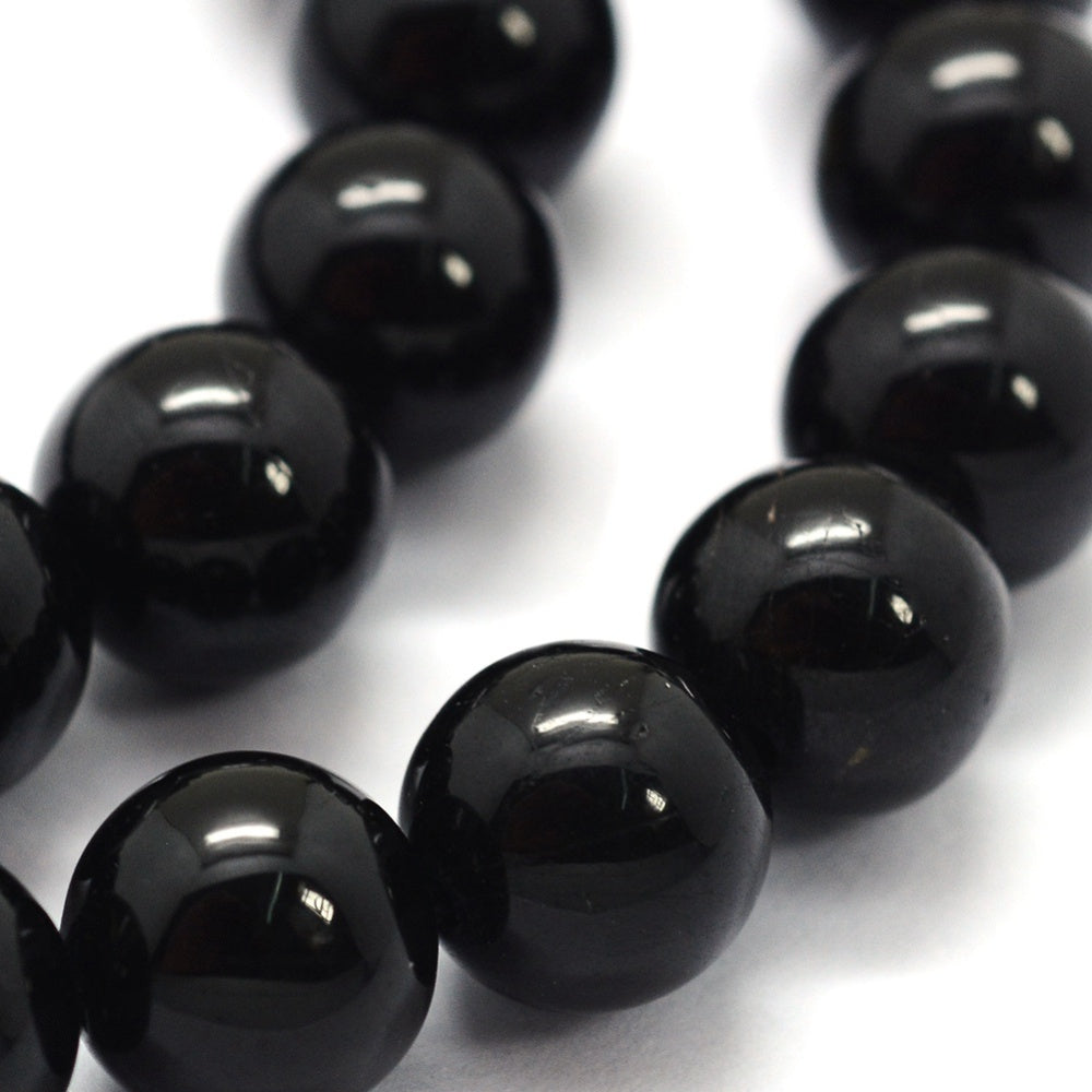 Black Tourmaline Round Gemstone Beads 8mm & 10mm | The Pink Bead Shop Canada