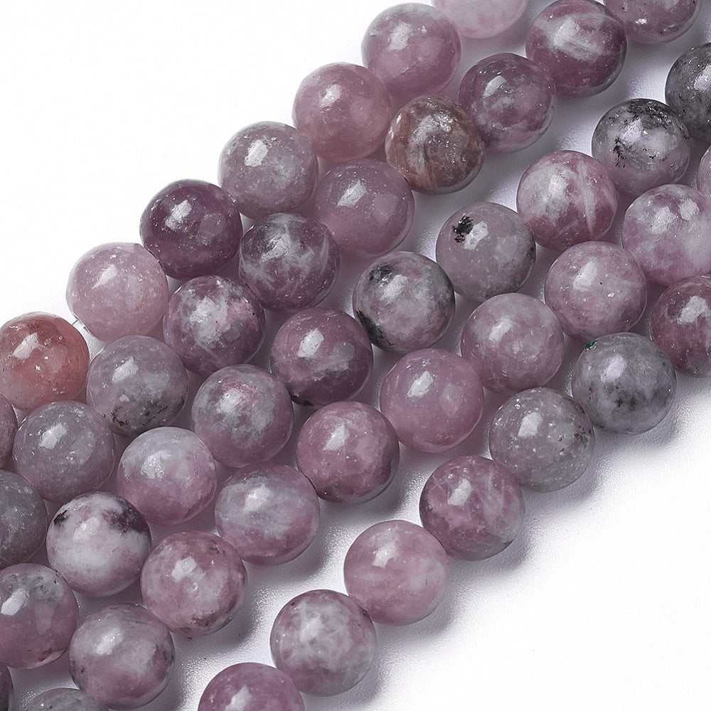 Lepidolite (Purple Mica) Natura Round Beads 8mm | The Pink Bead Shop Canada