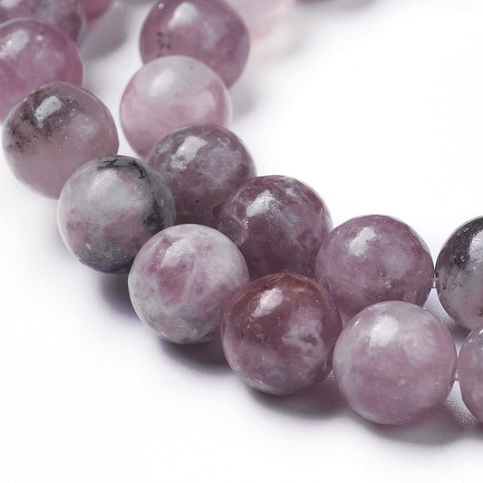Lepidolite (Purple Mica) Natura Round Beads 8mm | The Pink Bead Shop Canada
