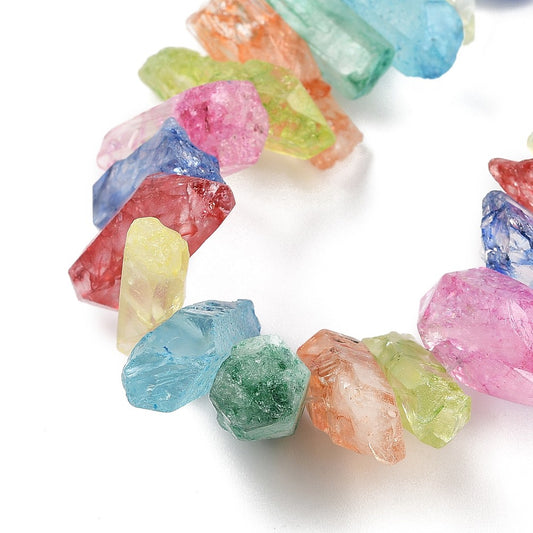 Dyed Quartz Point Stick Beads | Top Drilled Crystal Strands | Mixed Colour Quartz | The Pink Bead Shop Canada