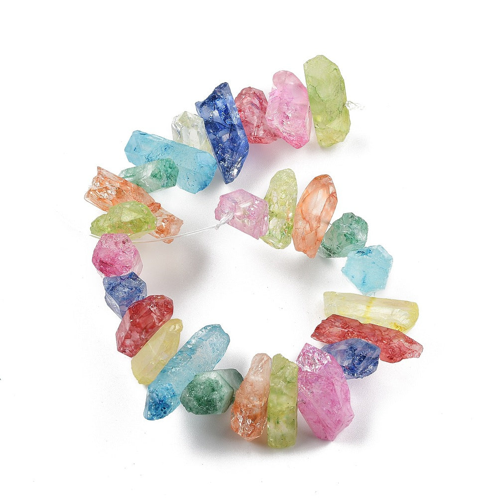 Dyed Quartz Point Stick Beads | Top Drilled Crystal Strands | Mixed Colour Quartz | The Pink Bead Shop Canada