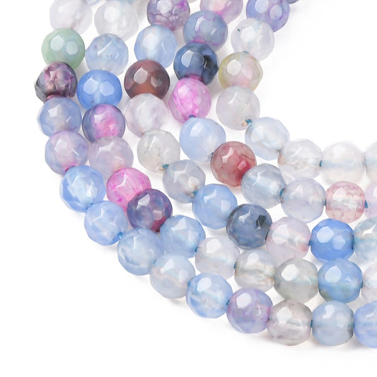 Agate Beads Light Steel Blue – Faceted Round 4mm | The Pink Bead Shop Canada