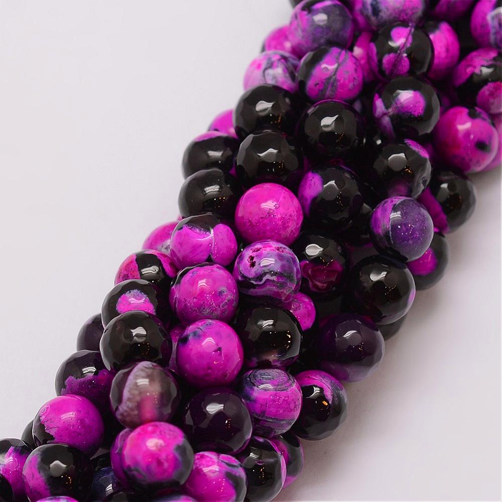 Fire Crackle Agate Faceted Gemstone Beads – Camellia Pink 8mm | The Pink Bead Shop Canada