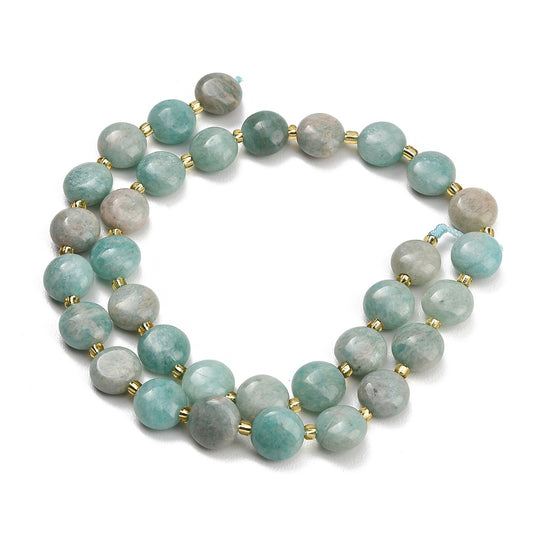 Amazonite Natural Coin Beads – 10–11mm | The Pink Bead Shop Canada