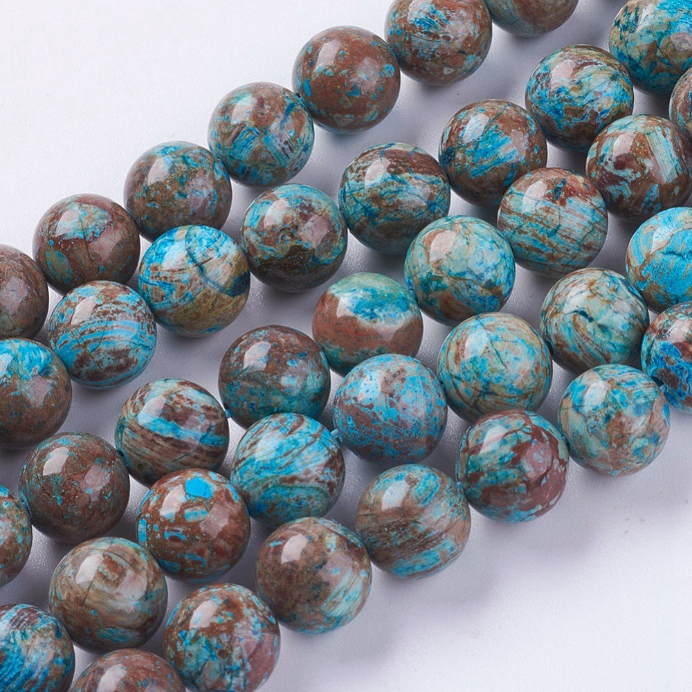Blue Calsilica Jasper Beads 10mm Round Gemstone Strand | The Pink Bead Shop Canada