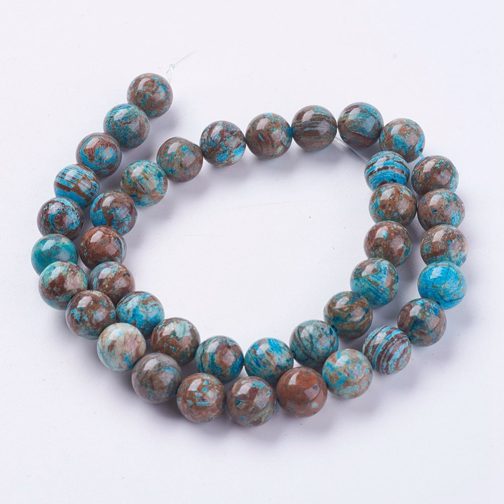 Blue Calsilica Jasper Beads 10mm Round Gemstone Strand | The Pink Bead Shop Canada