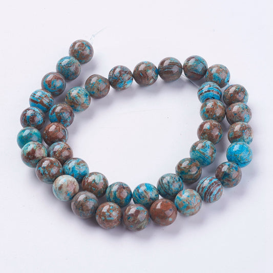 Blue Calsilica Jasper Beads 10mm Round Gemstone Strand | The Pink Bead Shop Canada