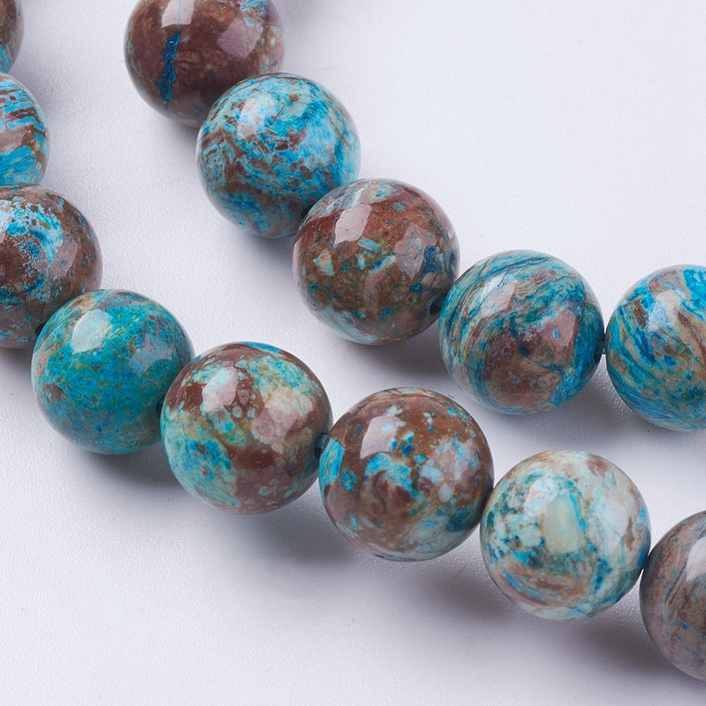 Blue Calsilica Jasper Beads 10mm Round Gemstone Strand | The Pink Bead Shop Canada