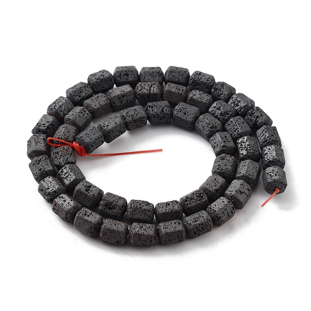 Lava Rock Natural  Beads – Frosted Hexagon 8x7x6mm | The Pink Bead Shop Canada