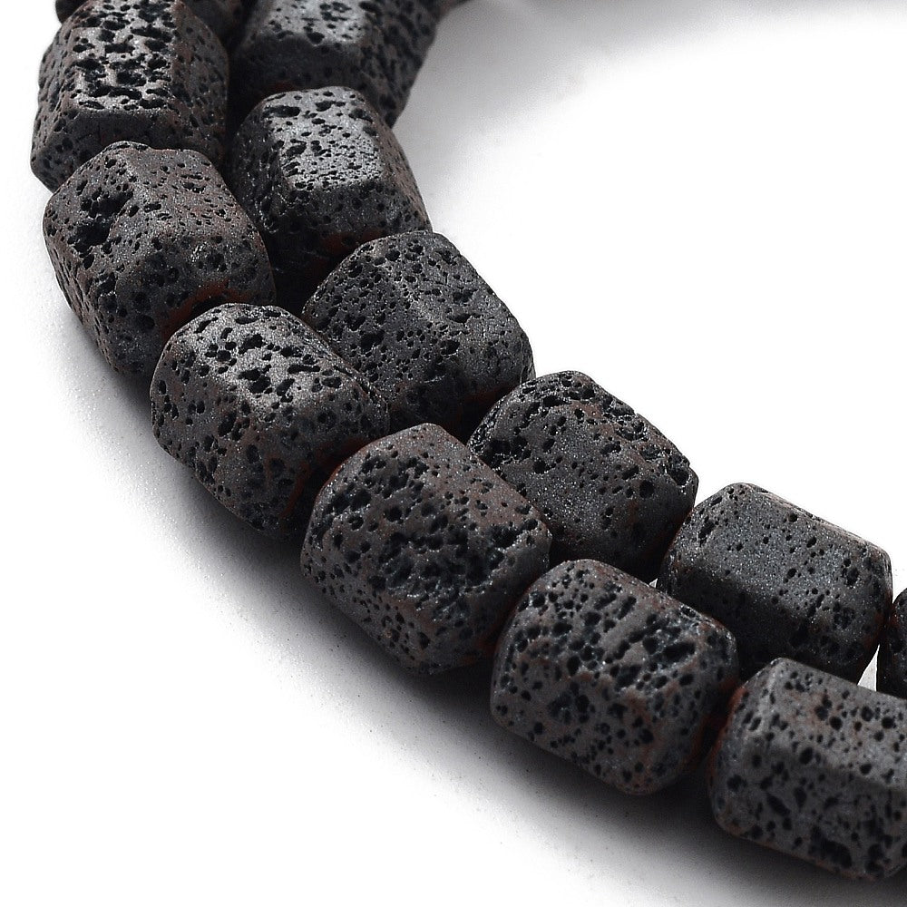 Lava Rock Natural  Beads – Frosted Hexagon 8x7x6mm | The Pink Bead Shop Canada