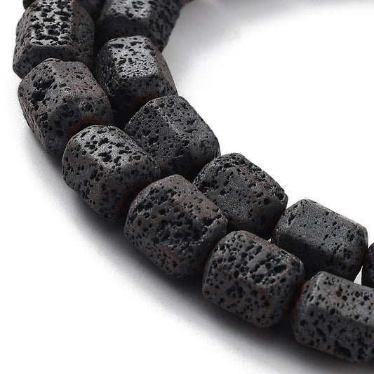 Lava Rock Natural  Beads – Frosted Hexagon 8x7x6mm | The Pink Bead Shop Canada